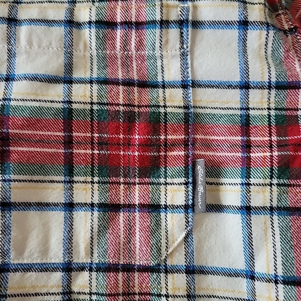 Eddie Bauer Flannel Multi Plaid Button Down Mens Shirt Sz Large Fall Holidays - Picture 9 of 9